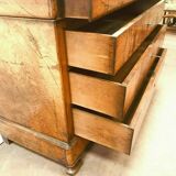 Louis Philippe period chest of drawers in walnut ronce Marble top XIX century