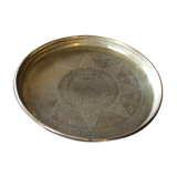 Golden service tray in vintage brass