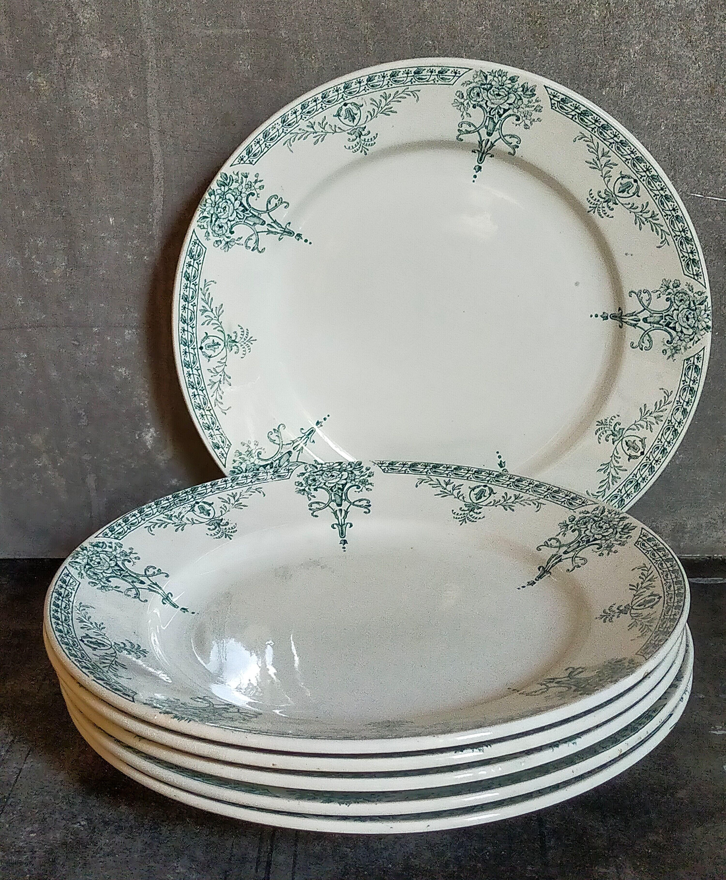 Six old plates iron earth of lunéville model lugano late nineteenth