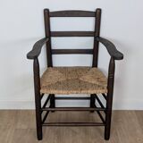 Wooden straw armchair