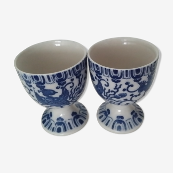 2 coquetiers japonais en porcelaine