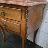 Pair of Louis XV style curved bedside tables in marquetry