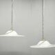 Pair of 1970s Italian Murano Opaline Glass and Brass Pendant Lights
