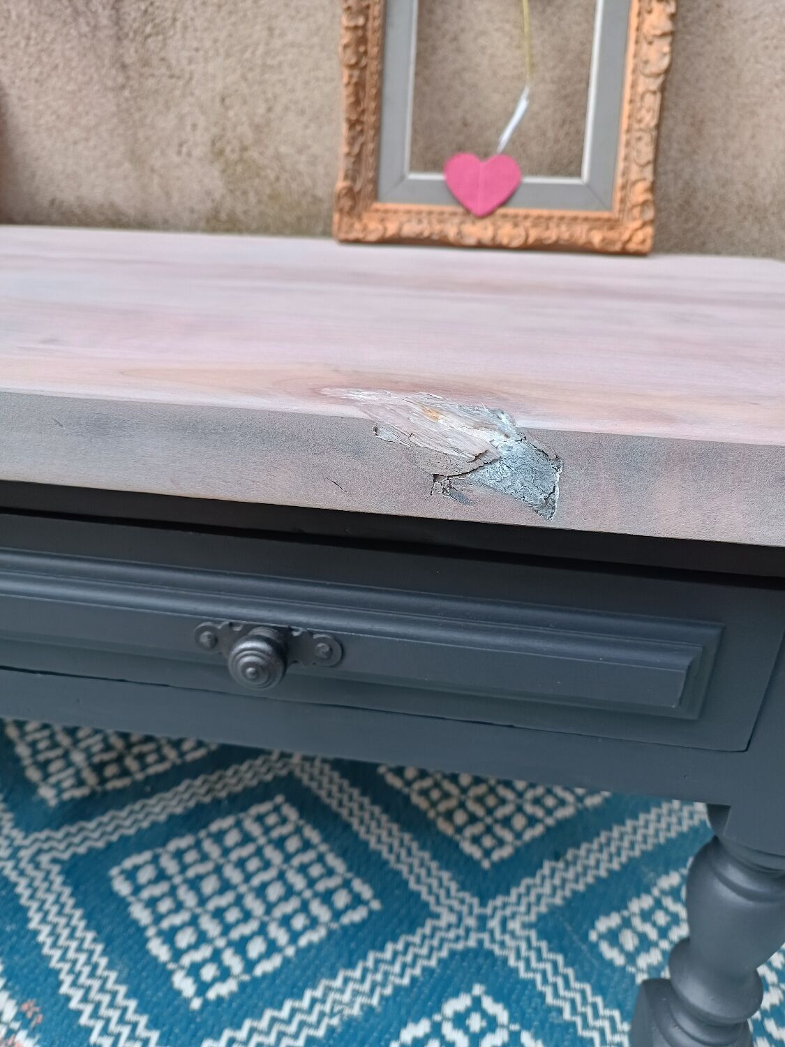 Solid wood coffee table with limed top