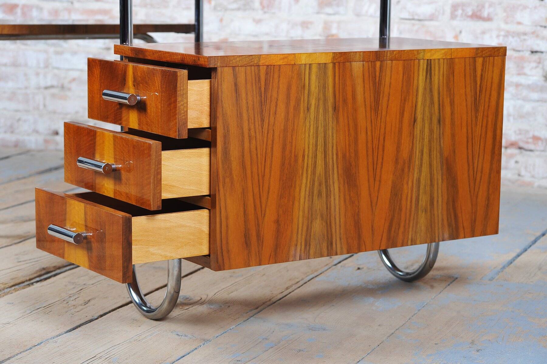 Bauhaus Walnut Writing Desk by A. Lurcat for Kovona, Czech, 1940s