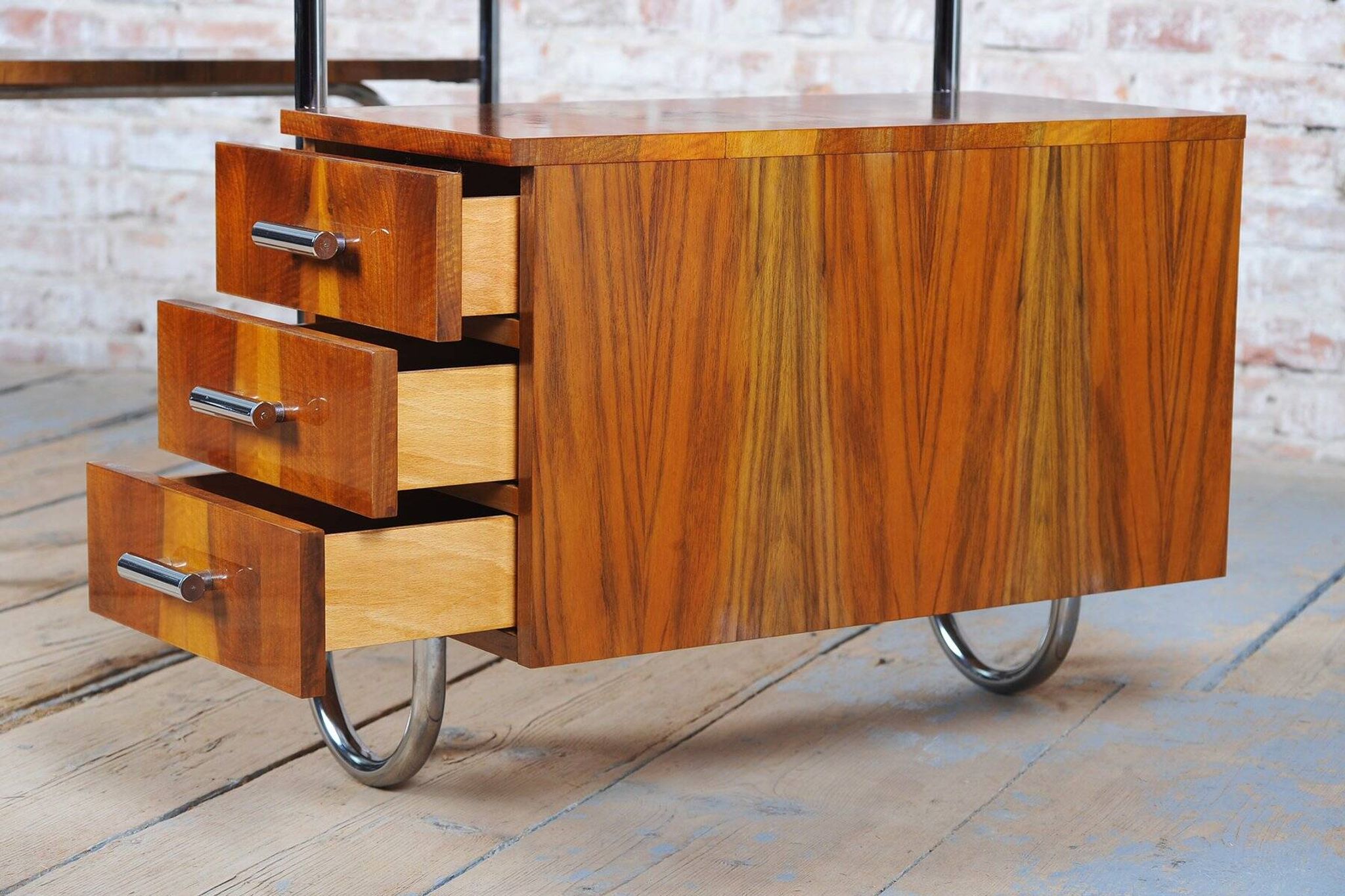 Bauhaus Walnut Writing Desk by A. Lurcat for Kovona, Czech, 1940s