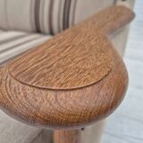 1970s, Danish 3-seater sofa, furniture wool fabric, oak wood, original.