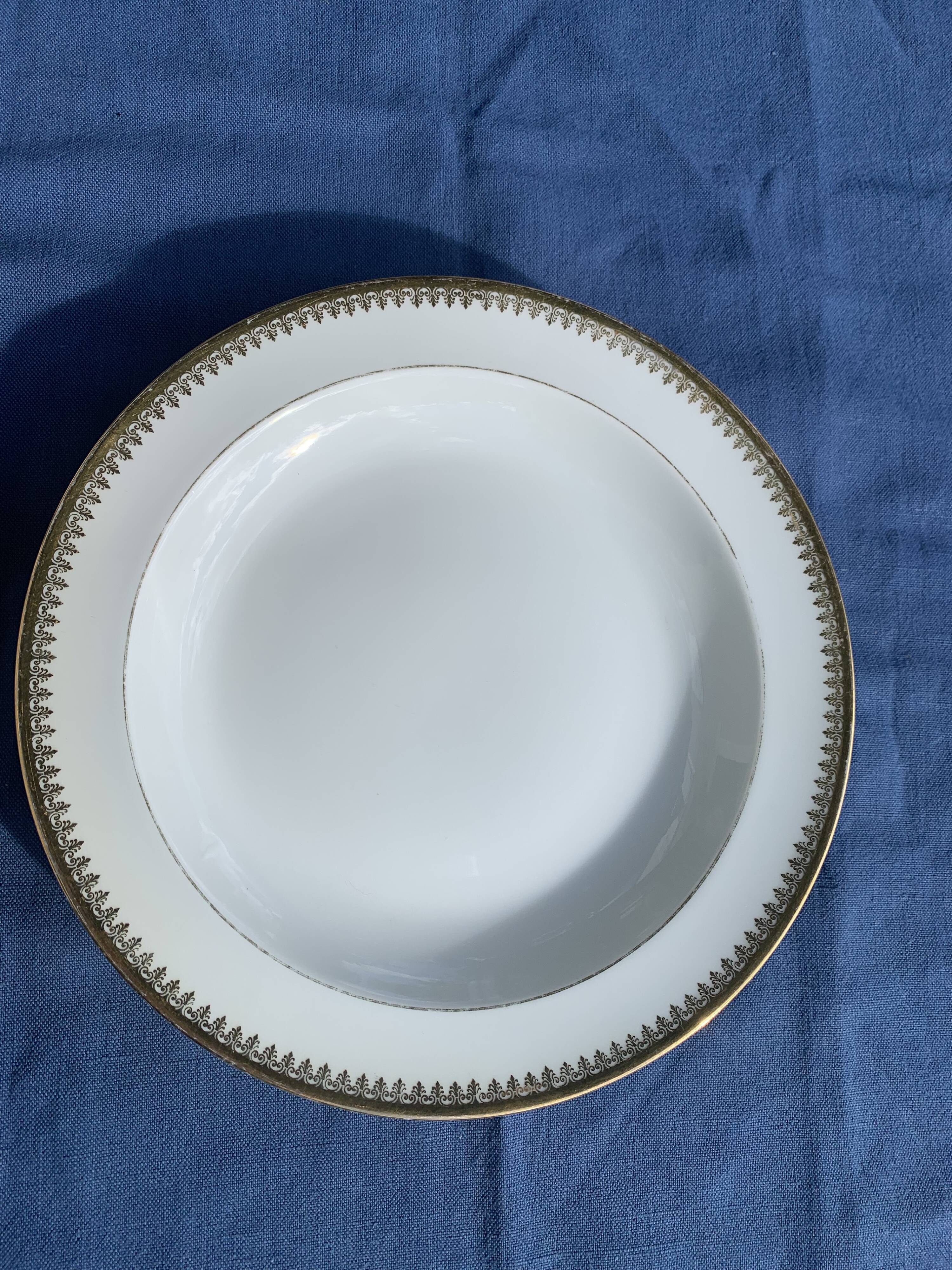 5 Limoges porcelain soup plates stamped UC Limoges France