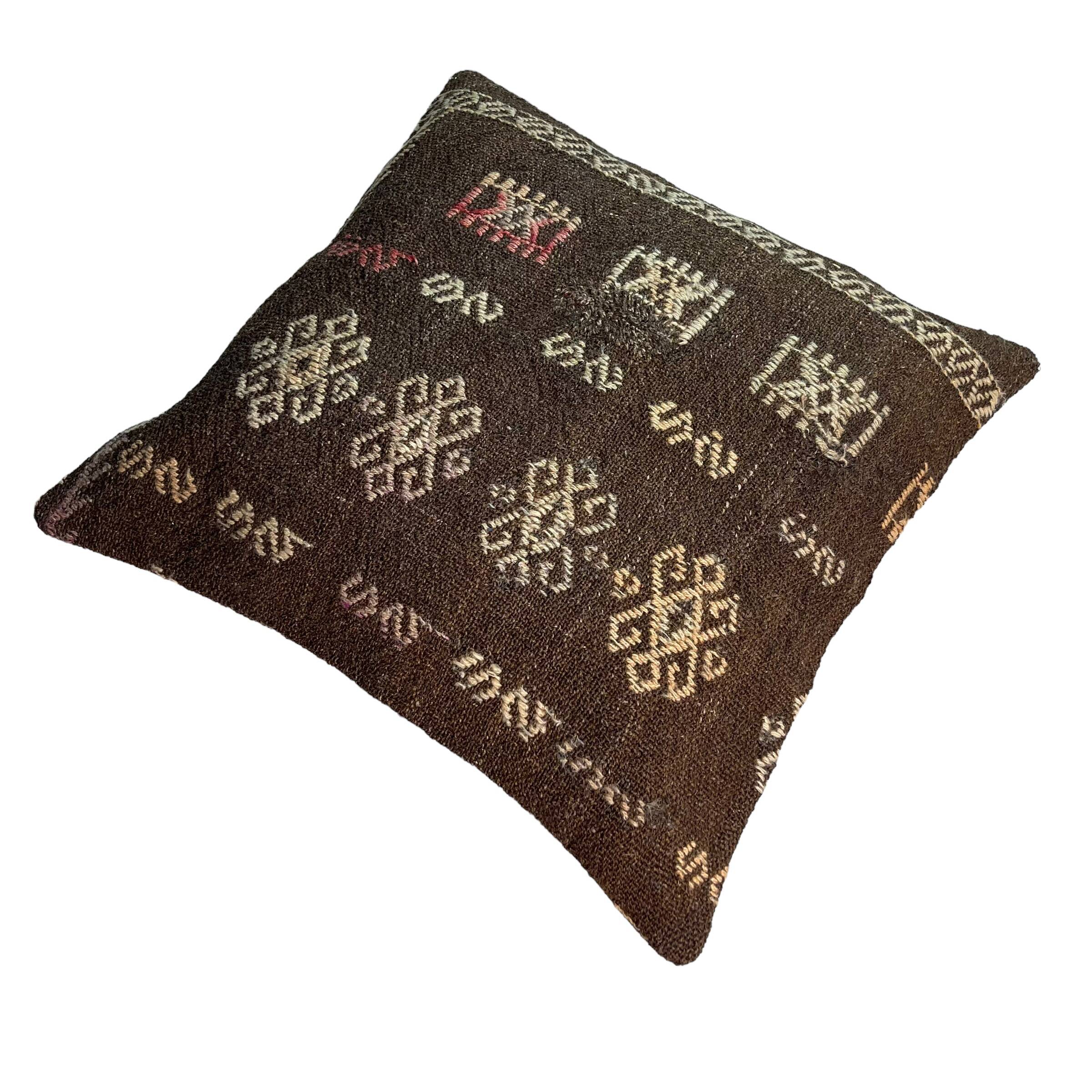 Vintage turkish kilim cushion cover , 55 x 55 cm