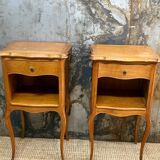 Pair of bedside tables with crossbow base