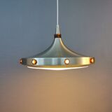 Danish Space Age lamp from the 70s, in lacquered aluminium with primers and bottom grid