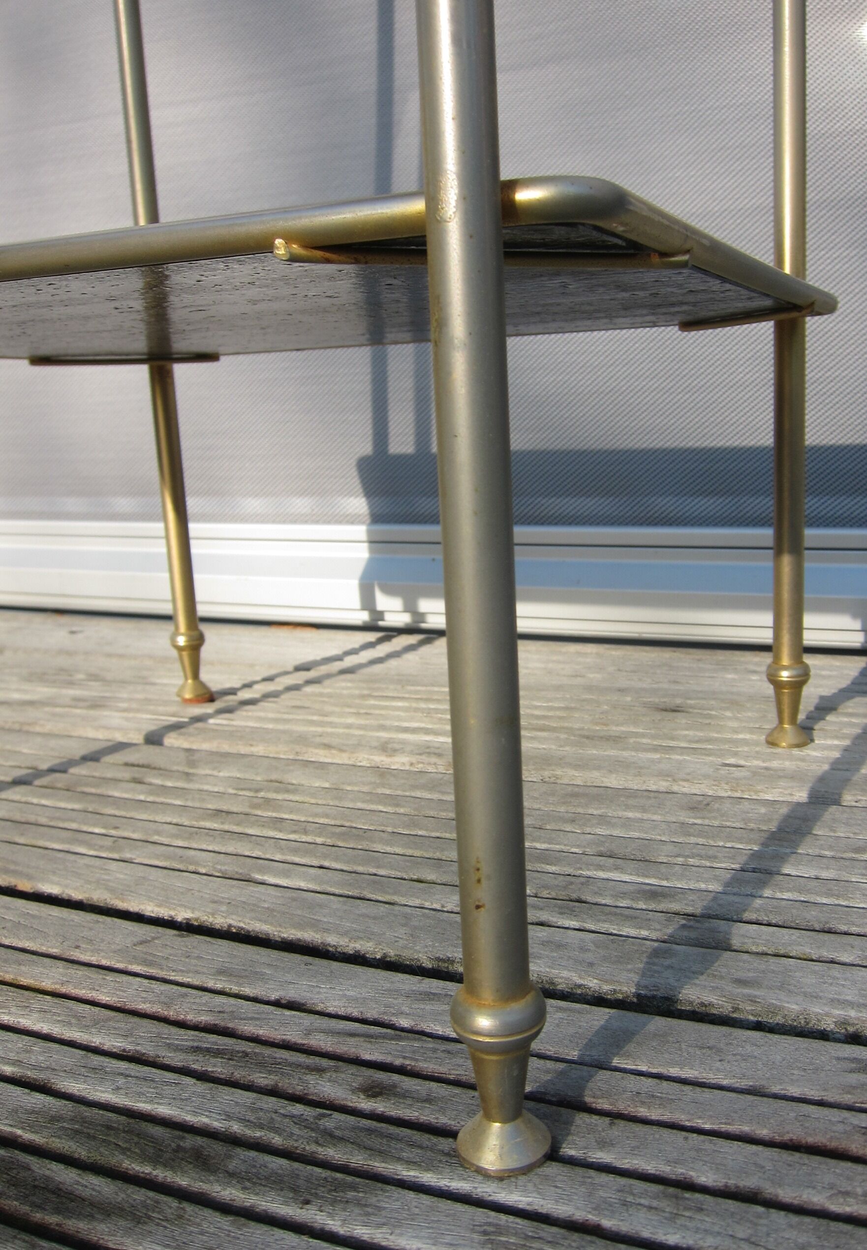 End table Golden capitals and glass OPAL black 1950