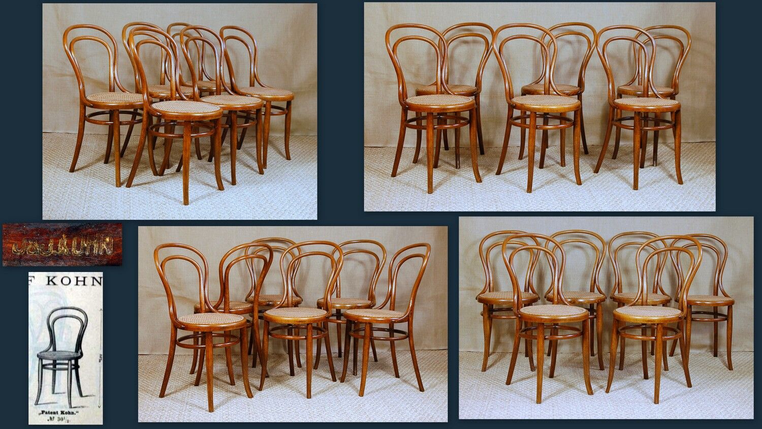 Suite 6 chairs bistro viennese J & J Kohn 1885 ca