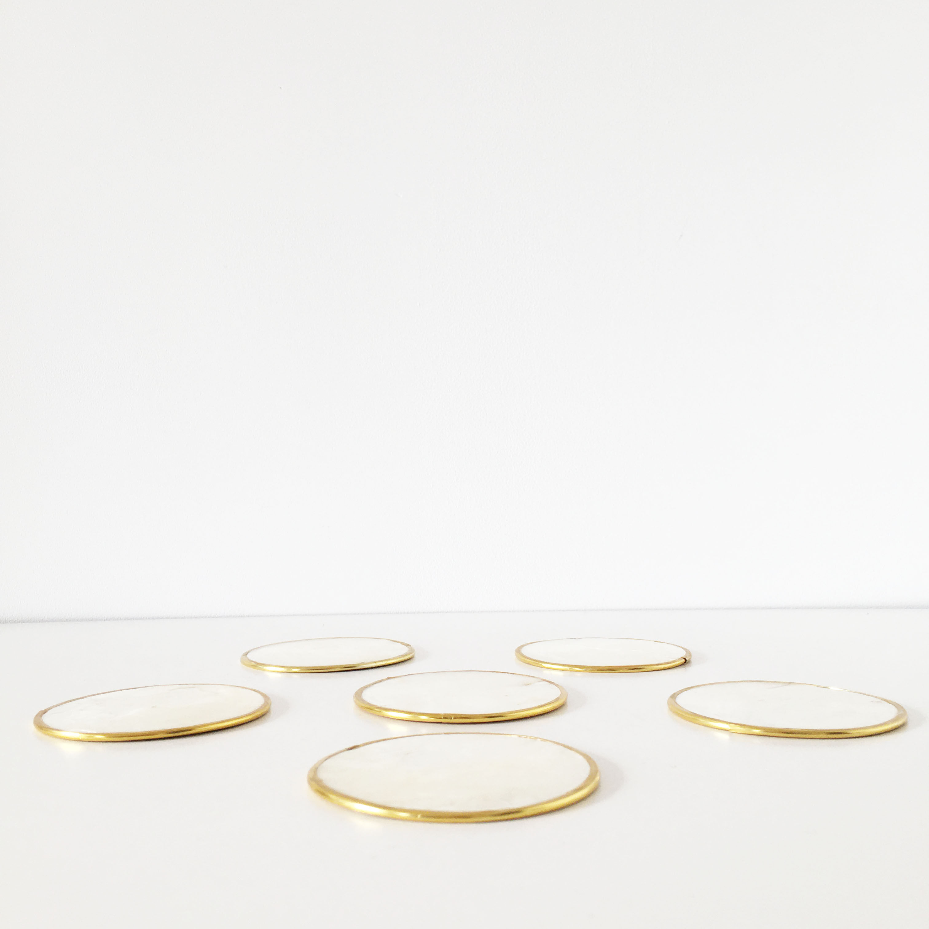 6 vintage mother-of-pearl coasters