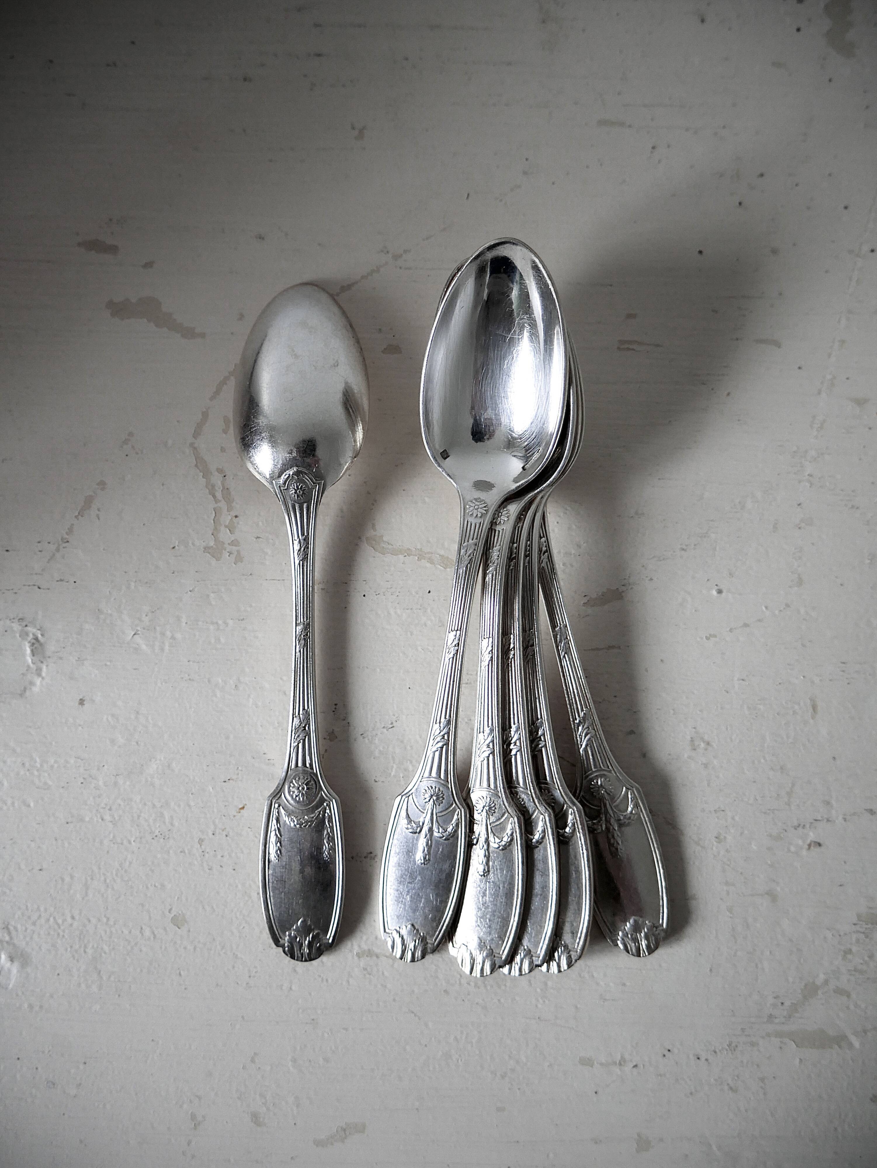 Lot of 6 small silver spoons Christofle