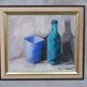 Nature morte scandinave à l’huile, Viktor Rasmussen (1922-2004), années 1970, huile sur toile