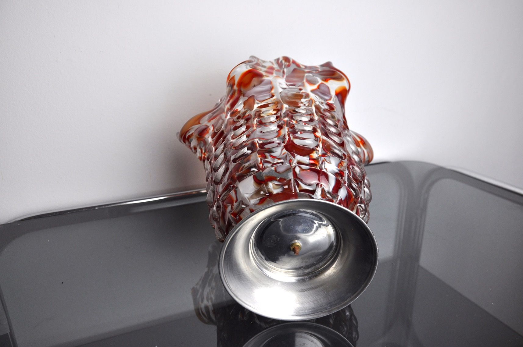 Red and white seguso vase in murano glass, Italy, 1960