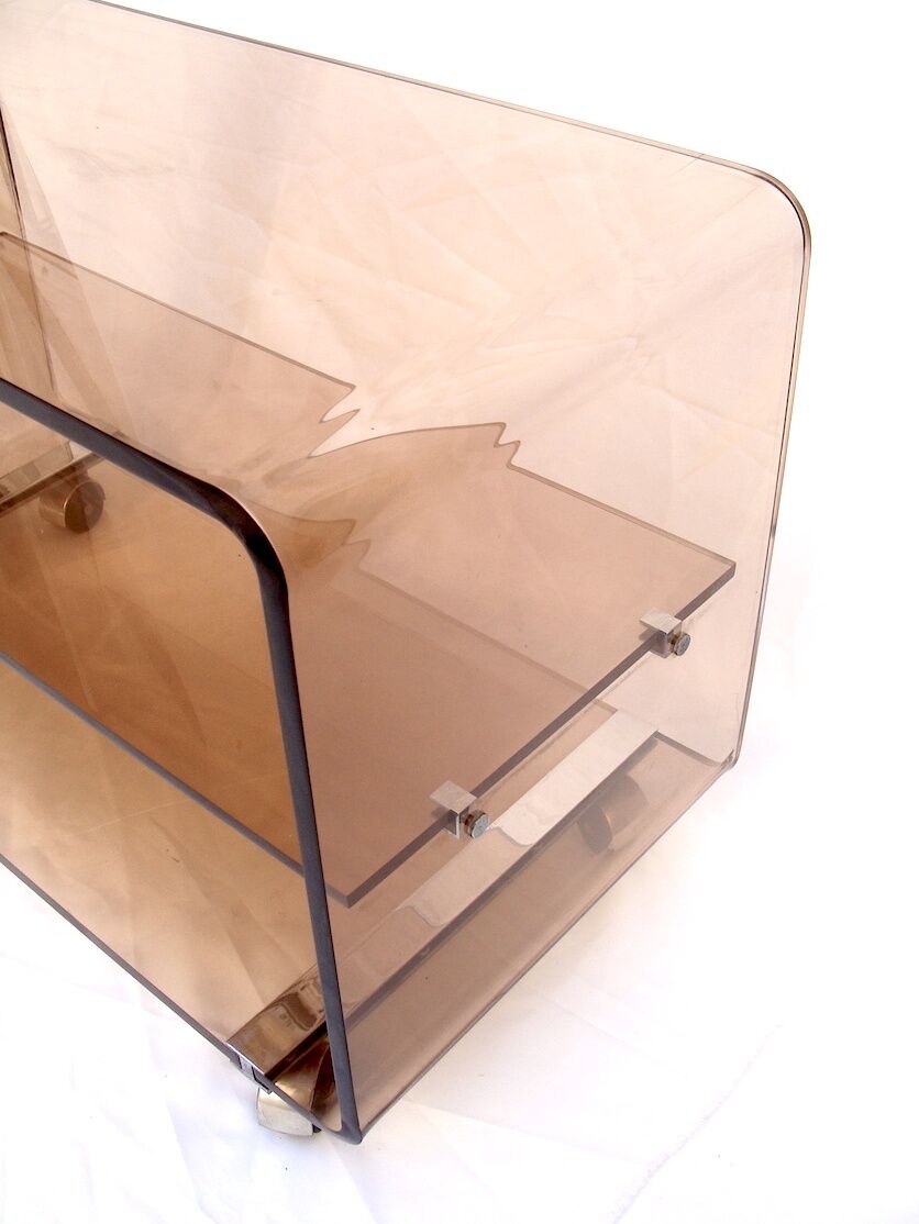 Plexiglas design rolling coffee table