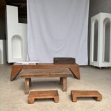 Mini Asian teak side stool blonde