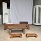 Tabouret d'appoint en teck asiatique blond