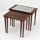 Rosewood nesting tables with ceramic tiles, Denmark, 1960s, set of 3