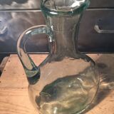 Bluish green glass decanter