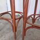 Mid-Century Thonet Style Bar Stools: Red Faux Leather Seat, Set of 2