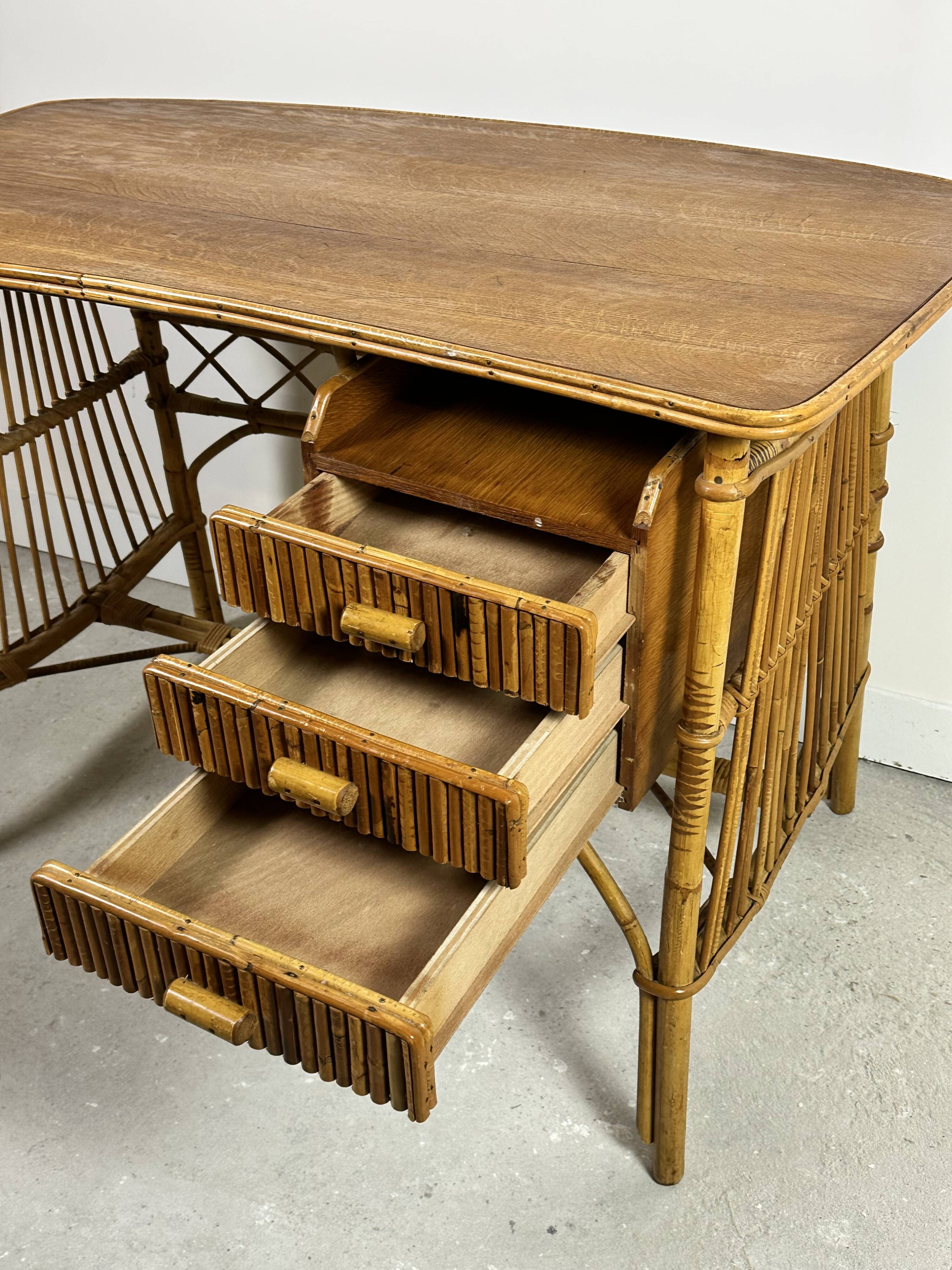 Vintage rattan desk 1960