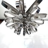 Mid-century pair of Italian chrome chandeliers from 70
