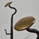Pair of handforged metal and brass andirons