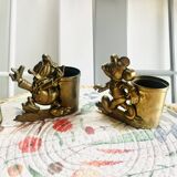 Suite de 2 pots à crayons Disney en laiton, 1960