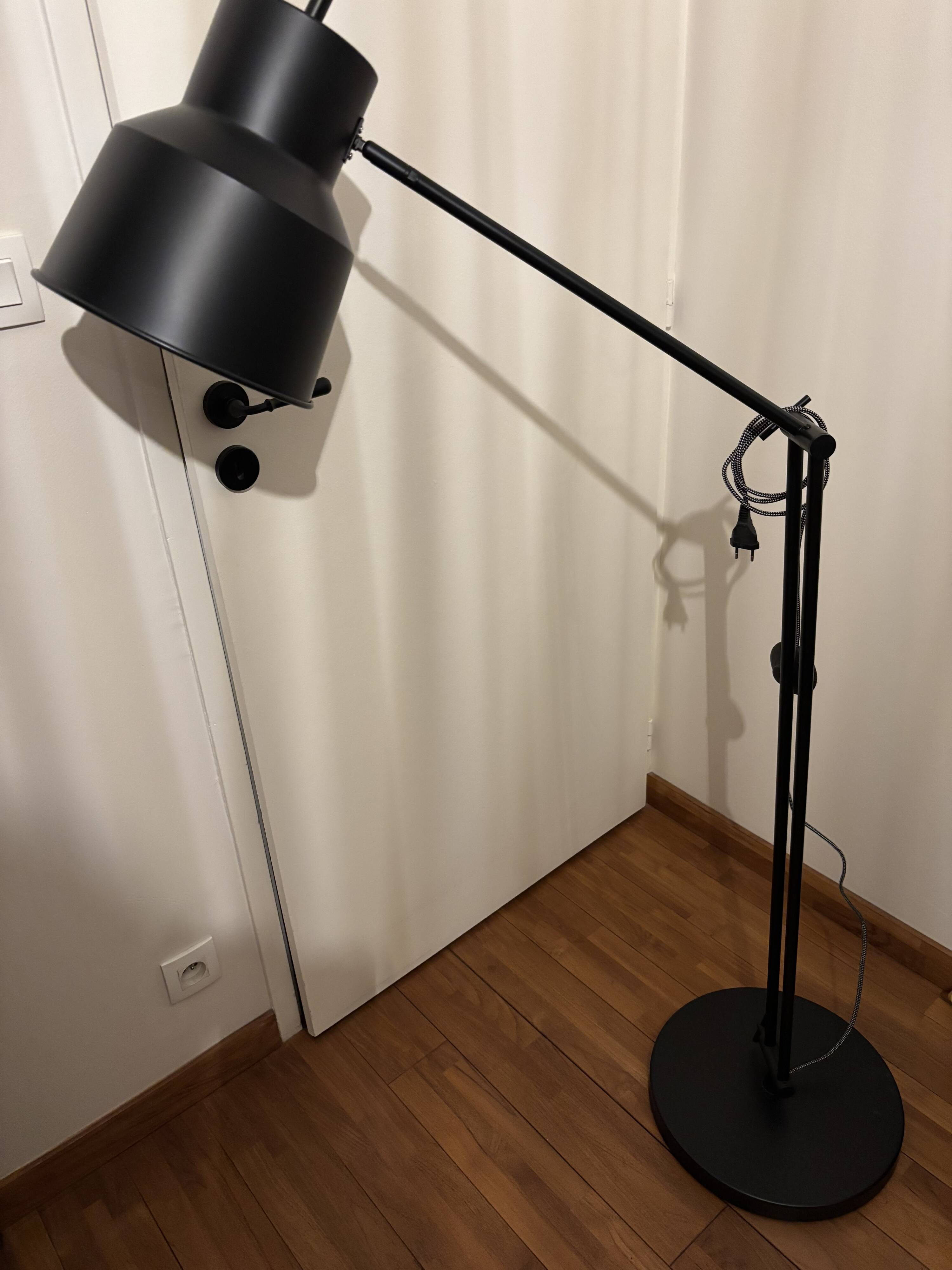 Black industrial style floor lamp