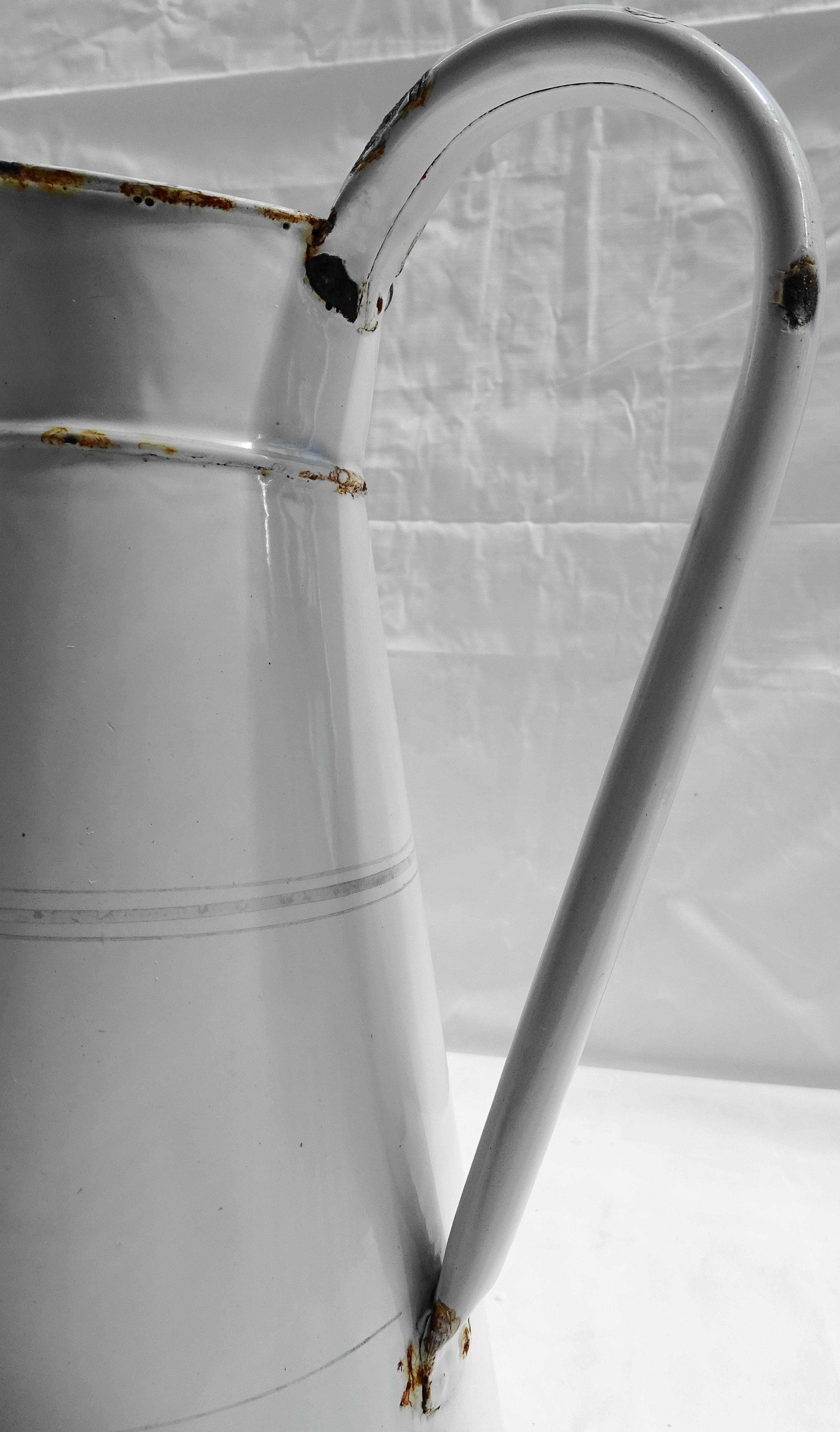 White enamelled iron broc