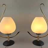 2 lampes arlus opaline et laiton 1960