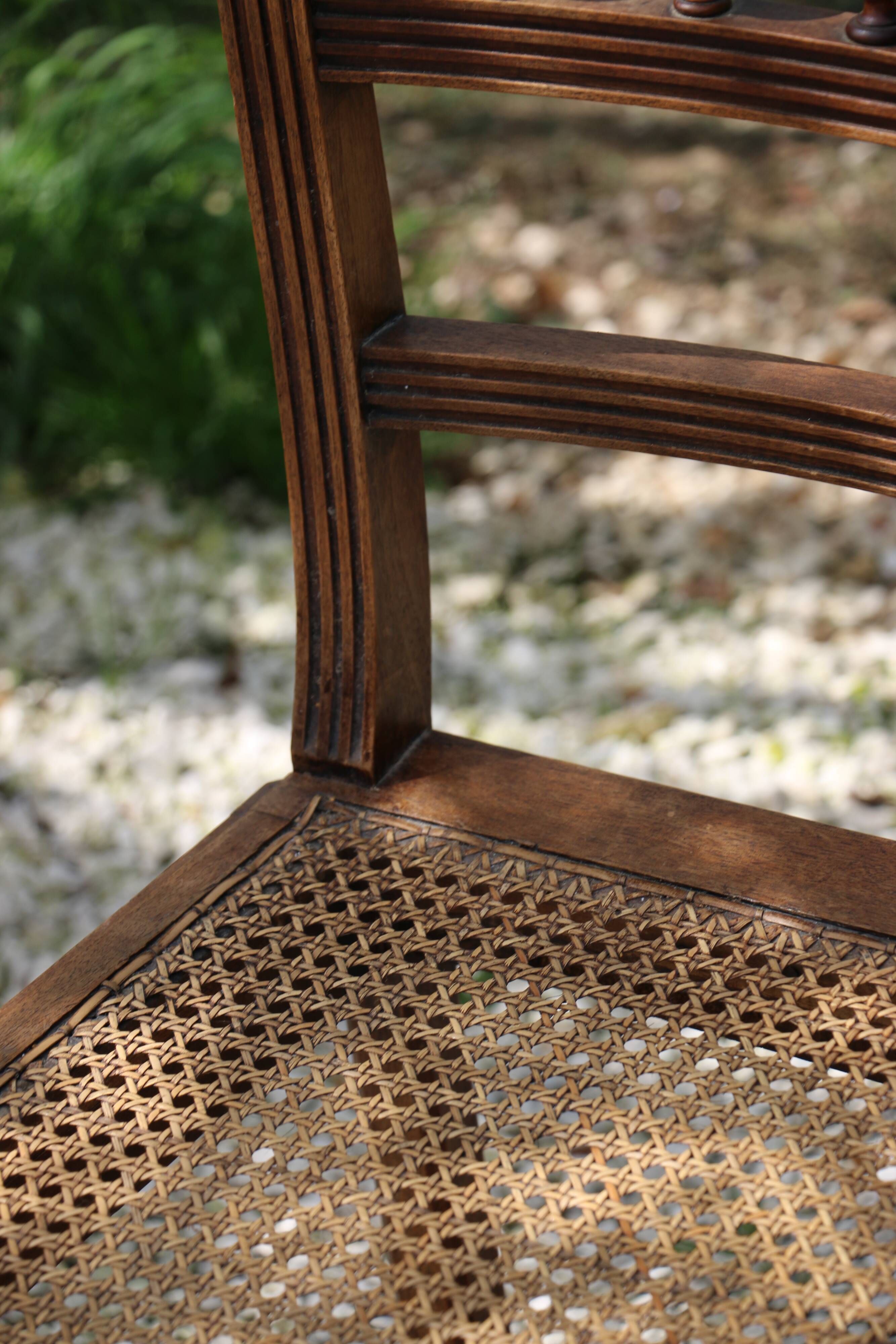 Antique wooden chair Henri II seated in canning