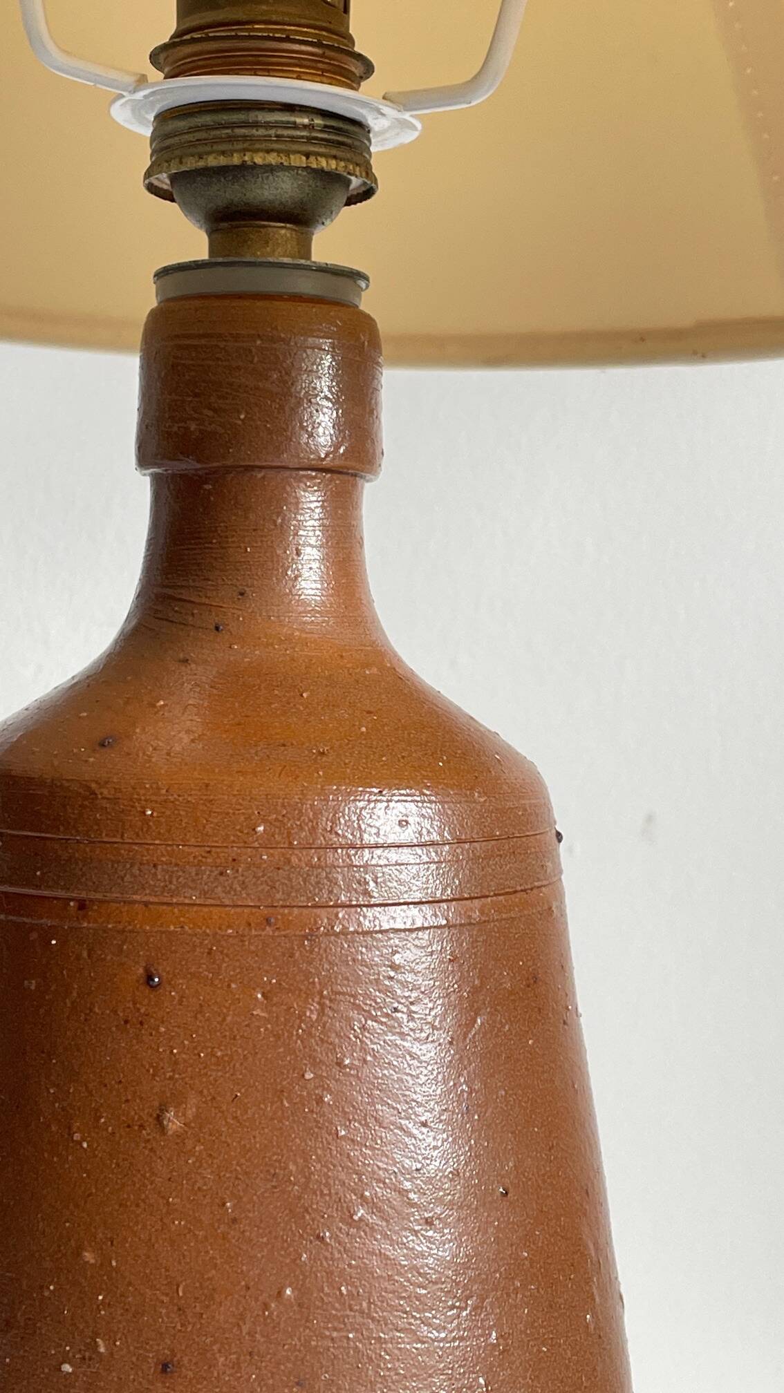 Vintage glazed stoneware lamp from Portugal.