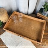 Serving tray in raw wood