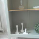 Vintage shallow bookcase re-enchanted in verdigris.