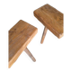 Pair of low stools in old patinated solid wood