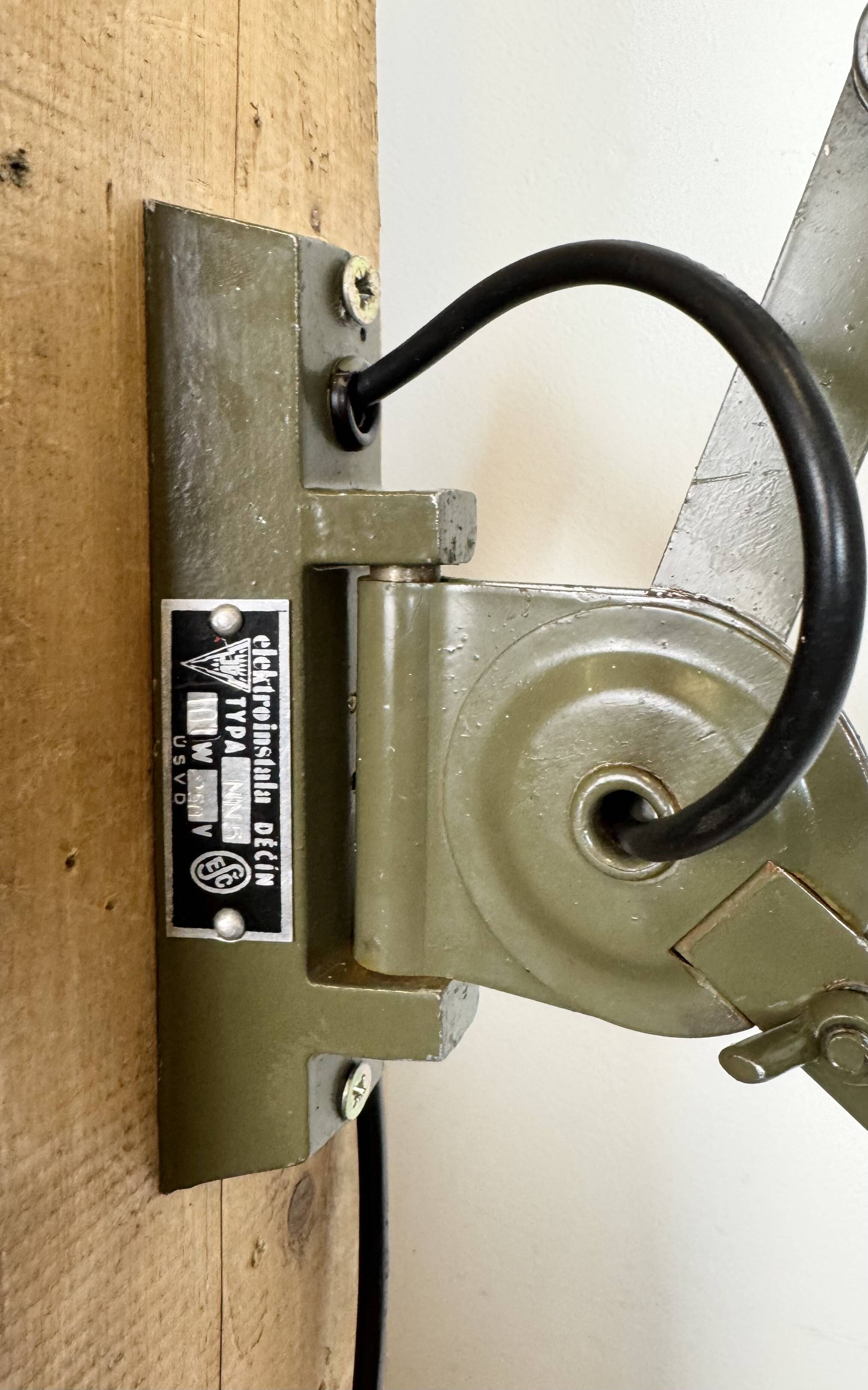 Green Industrial Military Gooseneck Scissor Wall Lamp from Elektroinstala,