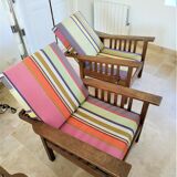 Morris armchairs reclining backrest in exotic wood