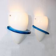 1990s Pair of “Blue Swan” wall lamps by Tinu Aufiero for Venini, Italy