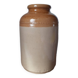 two-tone glazed stoneware pot