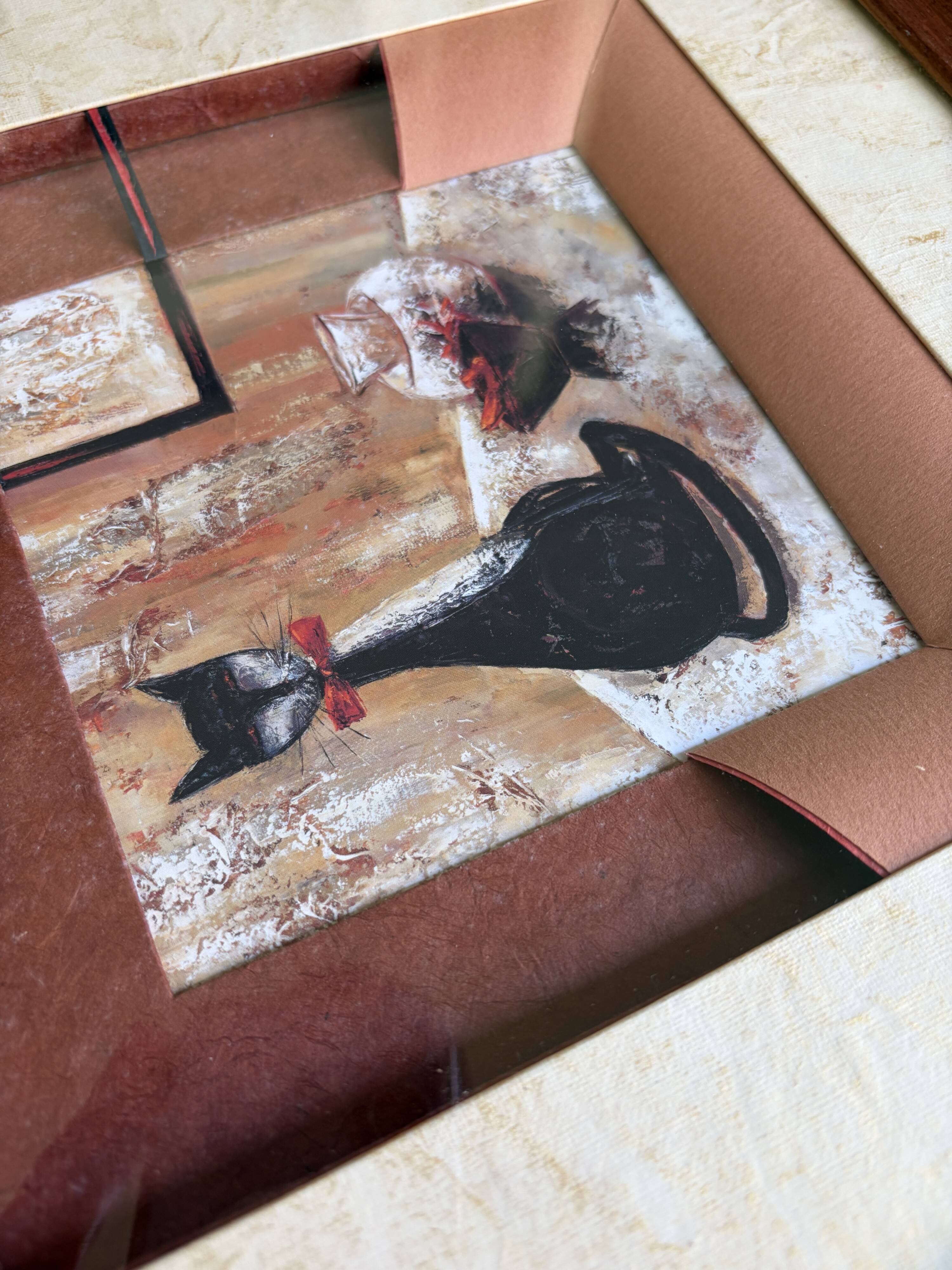 Tableau Mombard - Iconic Black Cat with Red Bow - Vintage 60s