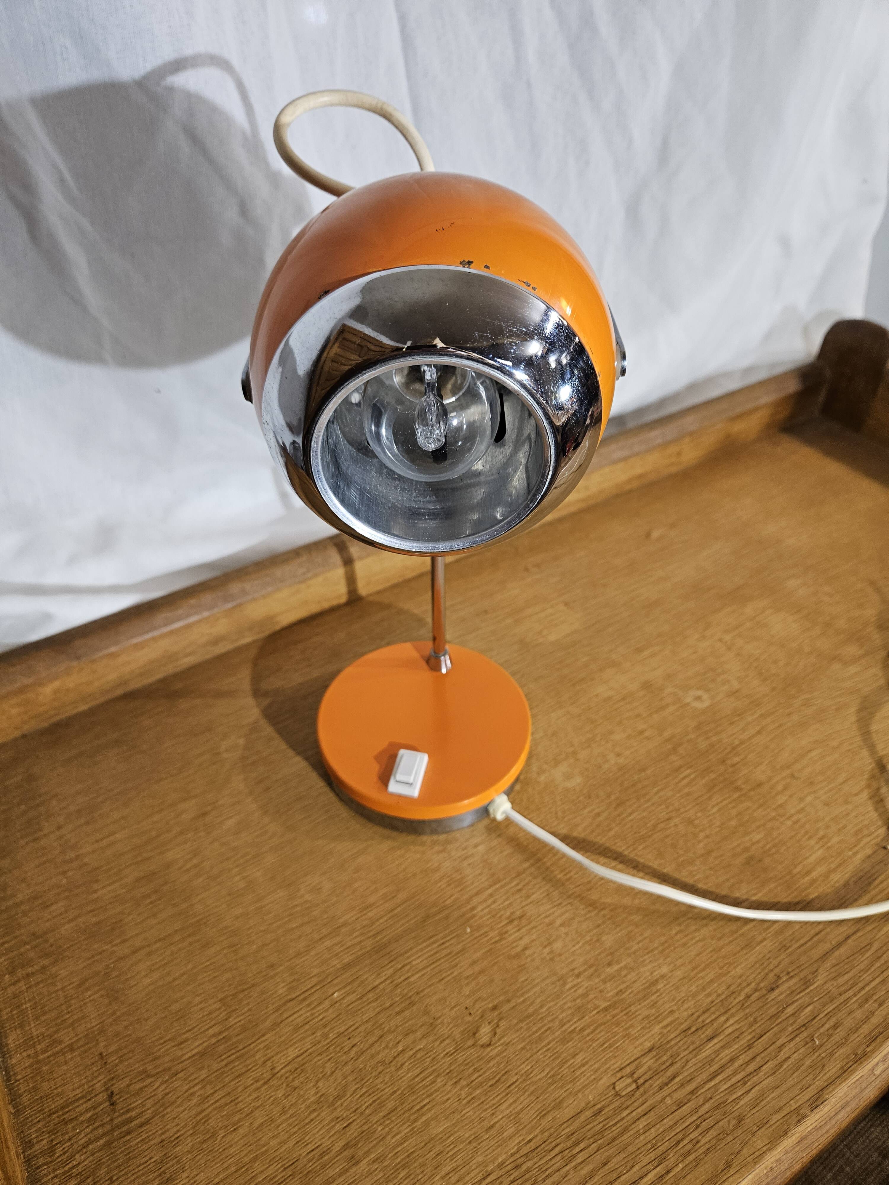 1970 Eyeball orange and chrome desk lamp