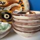 Service en céramique Puigdemont, plat creux et 6 coupelles décor poisson