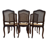 Set of 6 Louis XV chairs in walnut and cane