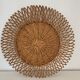 Vintage mirror 1960 sun rattan flower wicker - 37 cm