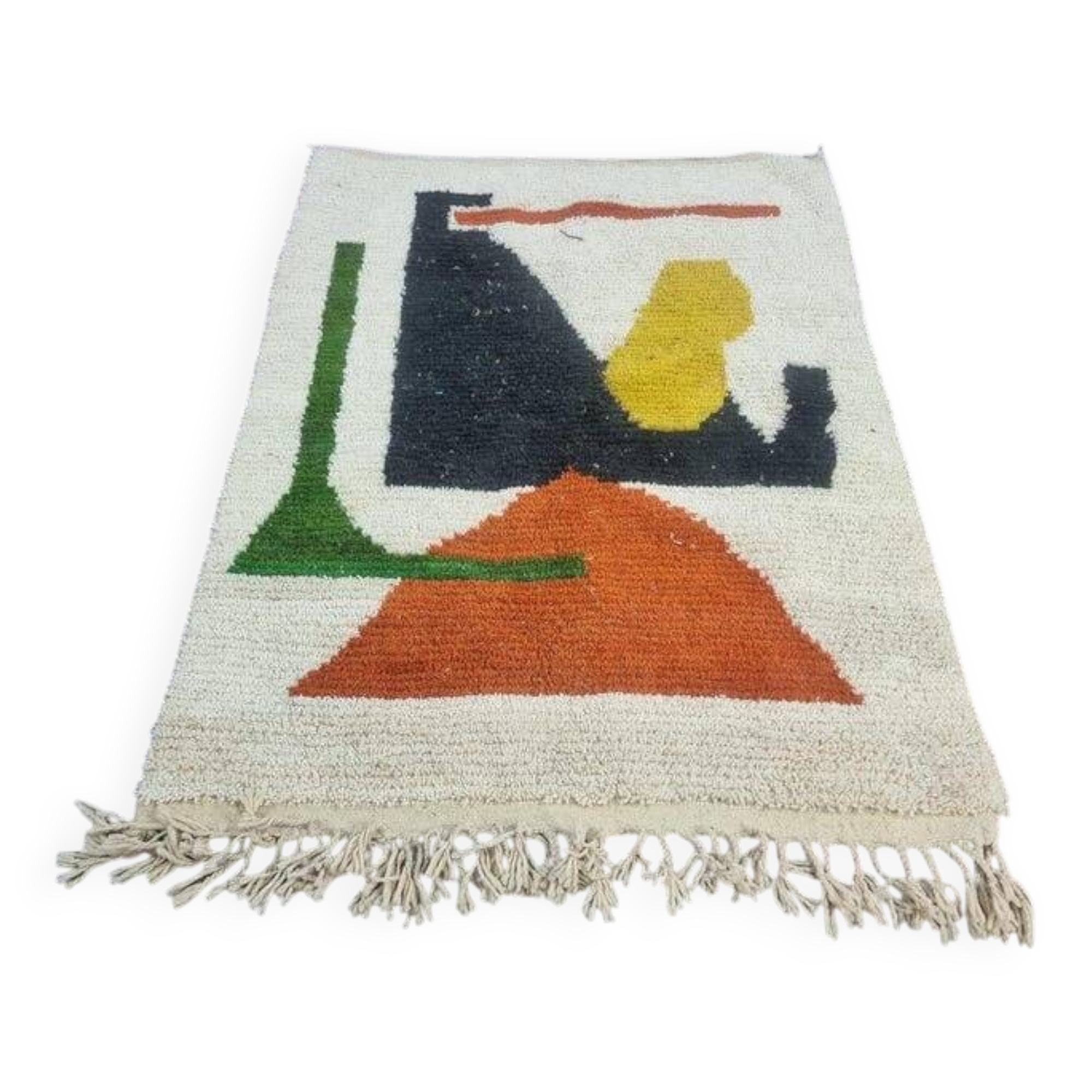 Handmade traditional Moroccan rug with colourful patterns, size 140x260 cm.