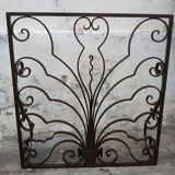 Art Nouveau wrought iron fireplace screen grate